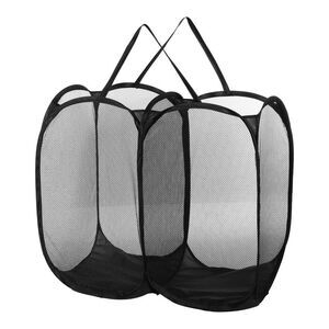 1 Pc 140L Folding Laundry Basket Portable Hamper Black